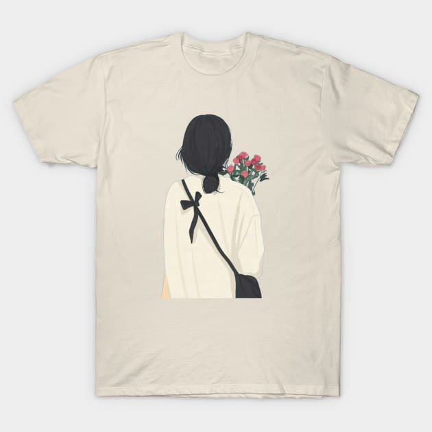 Girl flower T-Shirt by ziaaarts